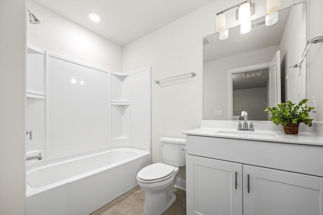 818 Arrington Way, Columbia, TN 38401 - bathroom featuring toilet, tile patterned floors, vanity, bathing tub / shower combination, and recessed lighting