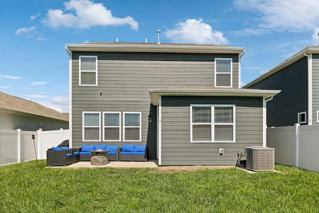 866 Long Leaf Rd, Lebanon, TN 37087 - rear view of house with an outdoor living space, cooling unit, and a patio area