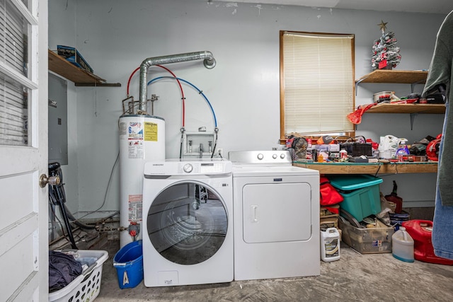 4409 Carter Dr, Nunnelly, TN 37137 - laundry area featuring washer and dryer, water heater, and electric panel