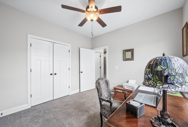 1103 Chagford Dr, Clarksville, TN 37043 - office area featuring carpet floors, a ceiling fan, and baseboards