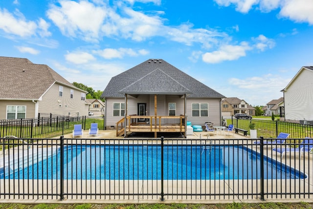 1103 Chagford Dr, Clarksville, TN 37043 - view of swimming pool featuring a patio area, a wooden deck, and a residential view