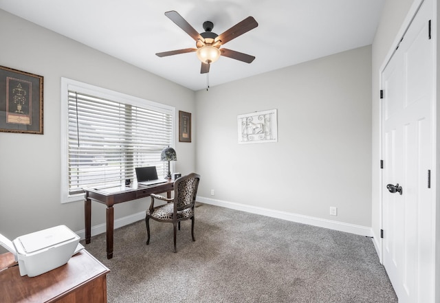 1103 Chagford Dr, Clarksville, TN 37043 - office featuring carpet floors, a ceiling fan, and baseboards