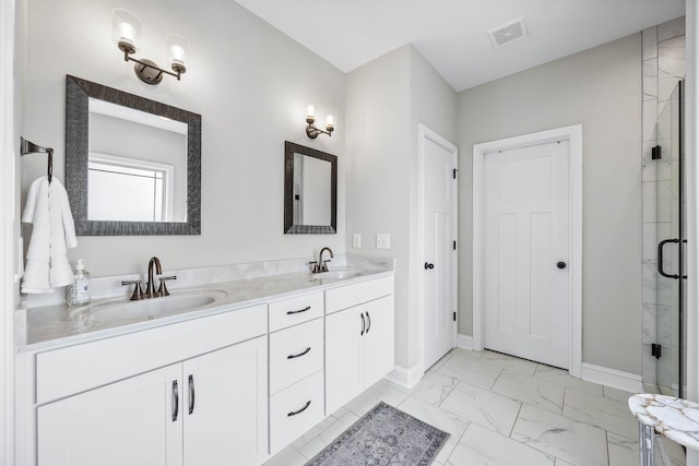 1103 Chagford Dr, Clarksville, TN 37043 - bathroom with marble finish floors, baseboards, and a stall shower