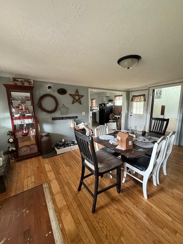 41 Park Dr, Beechmont, KY 42323 - dining space featuring a textured ceiling and hardwood / wood-style flooring