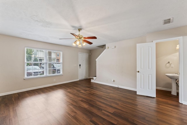 304 Shoshone Pl, Murfreesboro, TN 37128 - unfurnished living room with a ceiling fan and dark wood-type flooring
