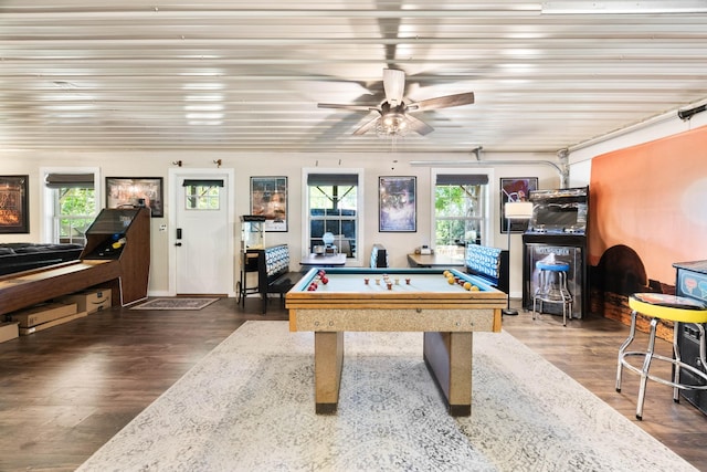 211 Hood St, Dover, TN 37058 - game room with pool table, ceiling fan, and wood finished floors
