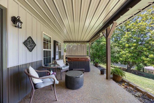 211 Hood St, Dover, TN 37058 - view of patio / terrace with a hot tub