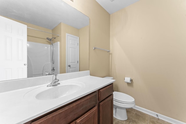 1036 Harold Lee Dr, Smyrna, TN 37167 - full bath with toilet, baseboards, vanity, a shower, and tile patterned flooring