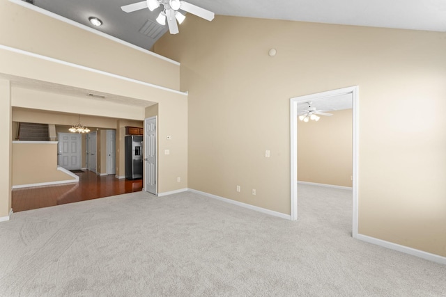 1036 Harold Lee Dr, Smyrna, TN 37167 - unfurnished bedroom with carpet, stainless steel refrigerator with ice dispenser, a chandelier, baseboards, and a spacious closet