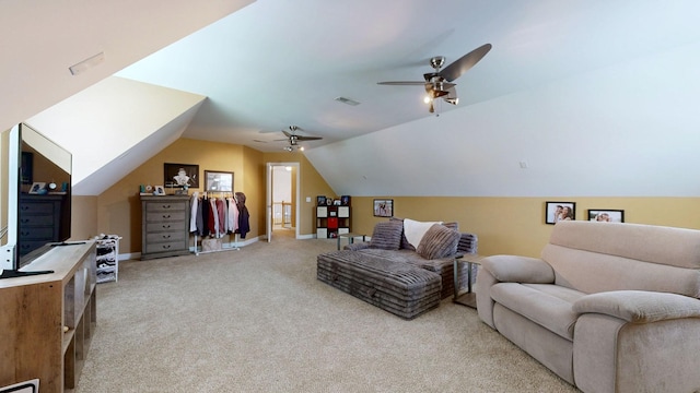 1032 Stonehollow Way, Mount Juliet, TN 37122 - sitting room featuring carpet, ceiling fan, lofted ceiling, and baseboards