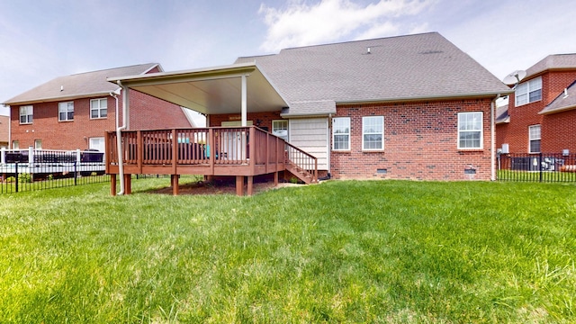 1032 Stonehollow Way, Mount Juliet, TN 37122 - back of property with a wooden deck, brick siding, and crawl space