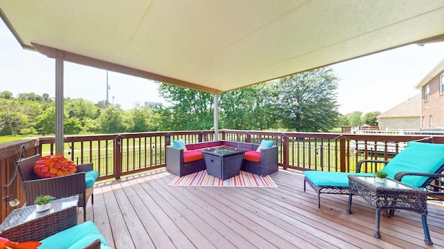 1032 Stonehollow Way, Mount Juliet, TN 37122 - deck featuring an outdoor living space with a fire pit and a yard