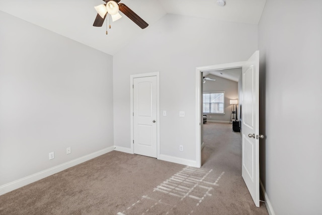 816 General Cabot Ct, Murfreesboro, TN 37129 - unfurnished bedroom with carpet flooring, baseboards, ceiling fan, and high vaulted ceiling