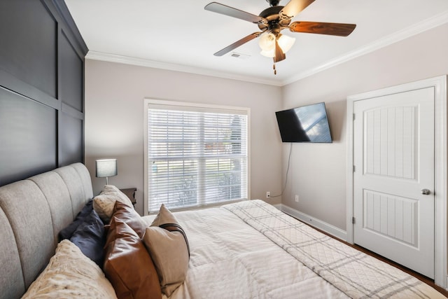 816 General Cabot Ct, Murfreesboro, TN 37129 - bedroom with ornamental molding, baseboards, ceiling fan, and wood finished floors