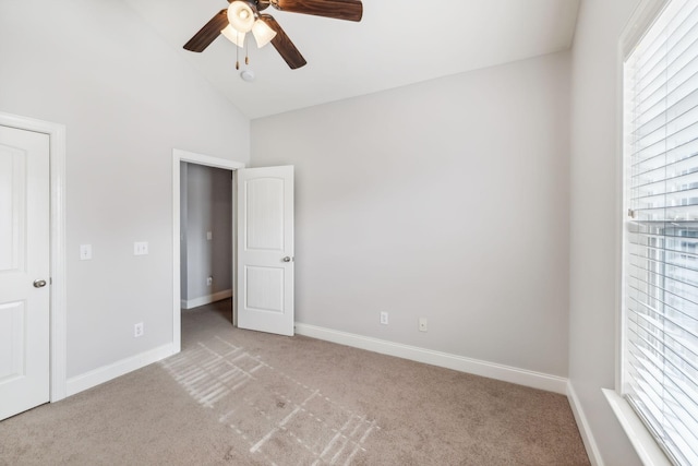 816 General Cabot Ct, Murfreesboro, TN 37129 - unfurnished bedroom with light carpet, vaulted ceiling, baseboards, and a ceiling fan