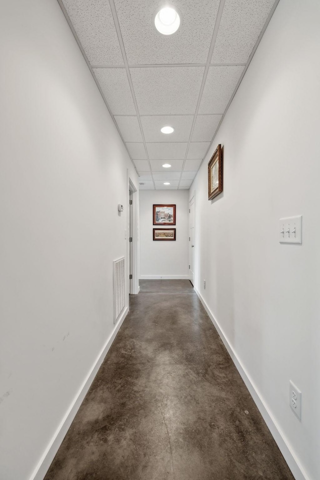 225 Ferguson Creek Rd, Sparta, TN 38583 - corridor with concrete flooring, recessed lighting, baseboards, and a drop ceiling