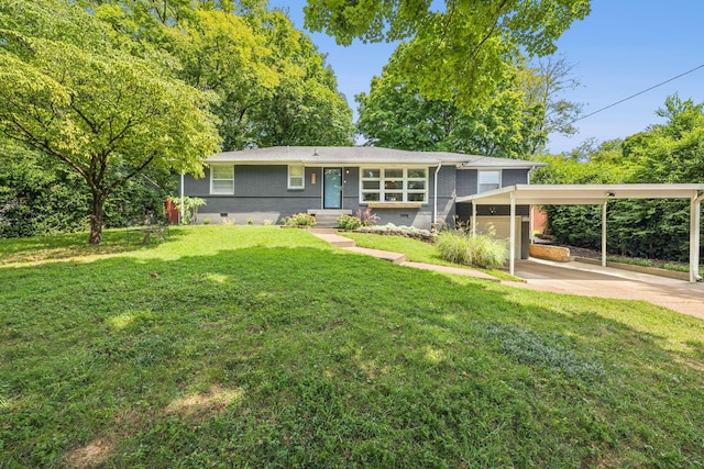 808 Winthorne Ct, Nashville, TN 37217 - ranch-style house featuring an attached carport, a front lawn, driveway, and brick siding