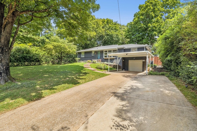 808 Winthorne Ct, Nashville, TN 37217 - view of front of home featuring concrete driveway, an attached garage, a front yard, and a carport