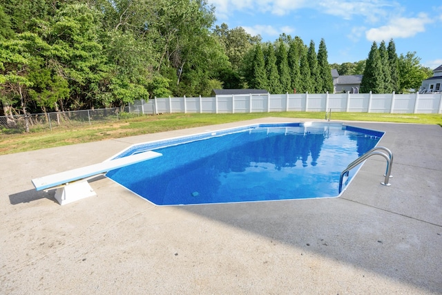 2746 Field Ct, Woodlawn, TN 37191 - view of swimming pool with a patio, a diving board, and a fenced backyard