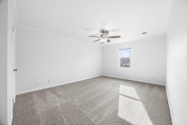 2746 Field Ct, Woodlawn, TN 37191 - empty room with crown molding, a ceiling fan, baseboards, and carpet floors