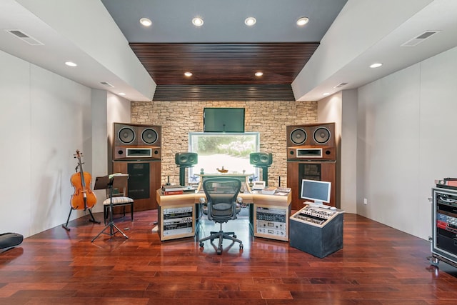 2111 Lovelace Ln, Murfreesboro, TN 37130 - office space with wood finished floors, wooden ceiling, recessed lighting, and wine cooler