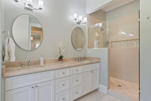 2111 Lovelace Ln, Murfreesboro, TN 37130 - full bath featuring a walk in shower, double vanity, and tile patterned flooring