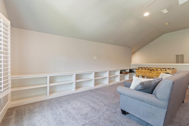 2111 Lovelace Ln, Murfreesboro, TN 37130 - carpeted living room with lofted ceiling and recessed lighting