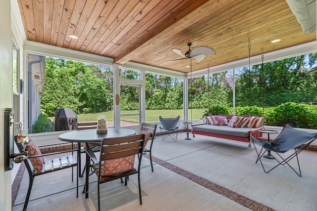 2111 Lovelace Ln, Murfreesboro, TN 37130 - sunroom / solarium featuring outdoor dining space, outdoor lounge area, view of scattered trees, and a ceiling fan