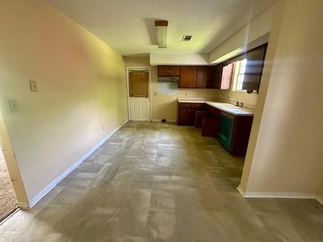 2045 Nonaville Rd, Mount Juliet, TN 37122 - kitchen featuring under cabinet range hood, baseboards, light countertops, and a sink
