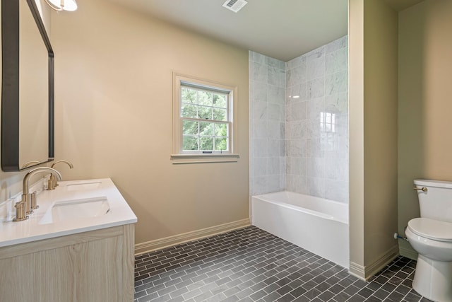 529 Wilson Run, Brentwood, TN 37027 - bathroom with baseboards, toilet, tile patterned flooring, and double vanity
