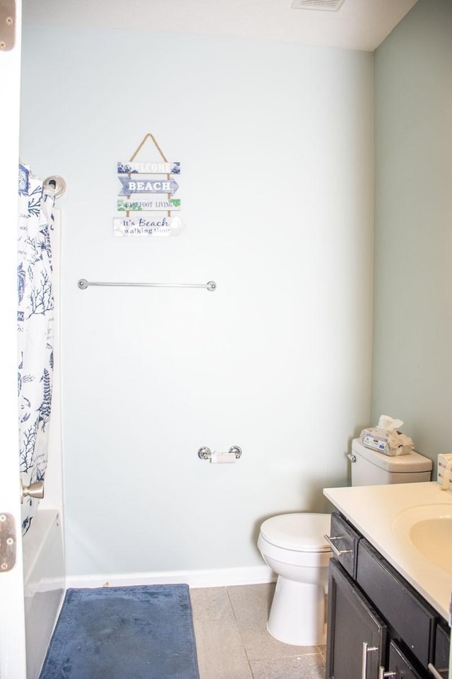 112 Read Tavern Rd, Hendersonville, TN 37075 - bathroom featuring vanity, toilet, baseboards, tile patterned floors, and shower / bath combo