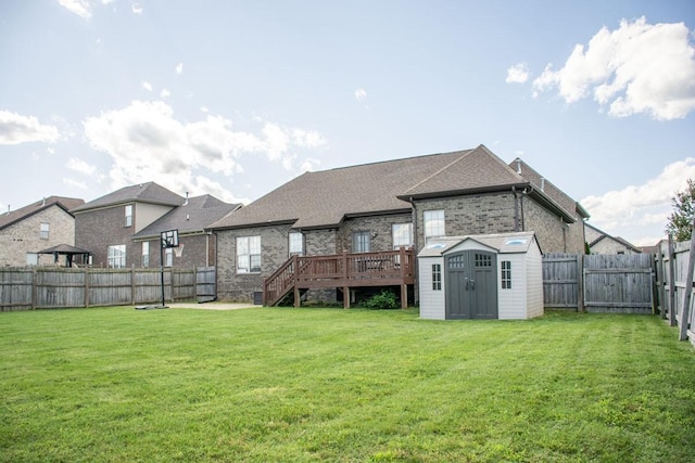112 Read Tavern Rd, Hendersonville, TN 37075 - back of house with brick siding, a wooden deck, and a shingled roof