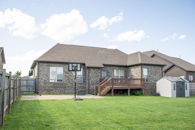 112 Read Tavern Rd, Hendersonville, TN 37075 - back of property featuring a patio, brick siding, a deck, and a shingled roof