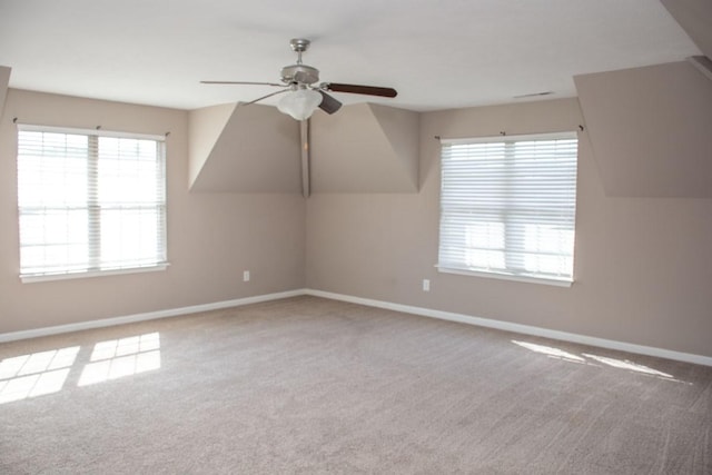 112 Read Tavern Rd, Hendersonville, TN 37075 - additional living space with ceiling fan, baseboards, carpet flooring, and healthy amount of natural light