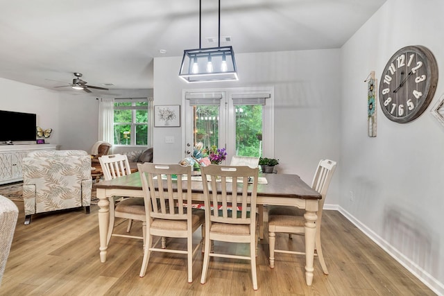 211 Addison Ave, Chapel Hill, TN 37034 - dining area featuring light wood-style flooring, ceiling fan, and baseboards