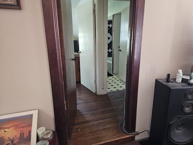 221 Franklin St, Cowan, TN 37318 - hall featuring dark wood-style floors