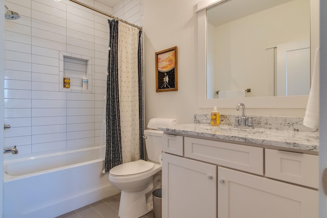 2001 Convent Pl Unit 7, Nashville, TN 37212 - full bathroom featuring tile patterned flooring, toilet, shower / bath combination with curtain, and vanity