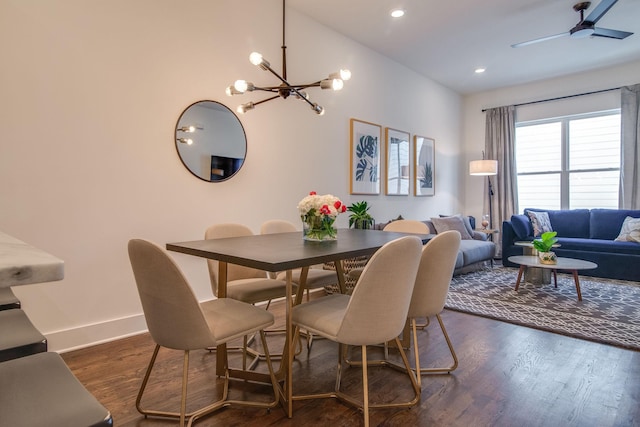2001 Convent Pl Unit 7, Nashville, TN 37212 - dining area with dark wood-type flooring, baseboards, a chandelier, and recessed lighting