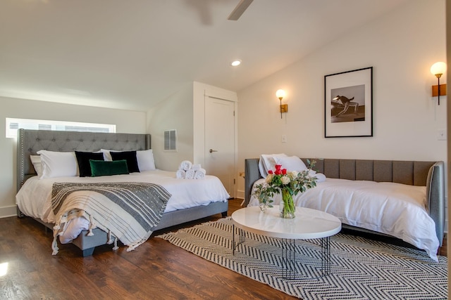 2001 Convent Pl Unit 7, Nashville, TN 37212 - bedroom featuring vaulted ceiling, wood finished floors, recessed lighting, and a ceiling fan