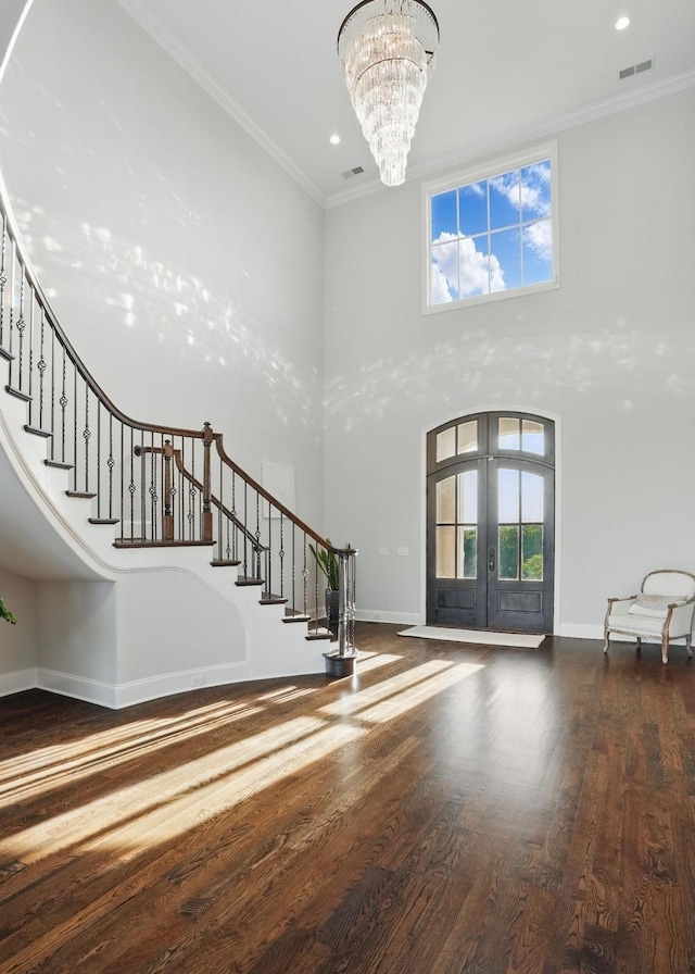 4740 Edwardian Trce, Franklin, TN 37067 - foyer entrance featuring french doors, stairs, baseboards, healthy amount of natural light, and ornamental molding