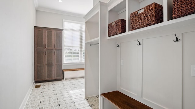 4740 Edwardian Trce, Franklin, TN 37067 - mudroom featuring ornamental molding and baseboards