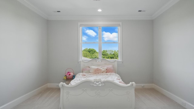 4740 Edwardian Trce, Franklin, TN 37067 - bedroom with light carpet, baseboards, crown molding, and recessed lighting