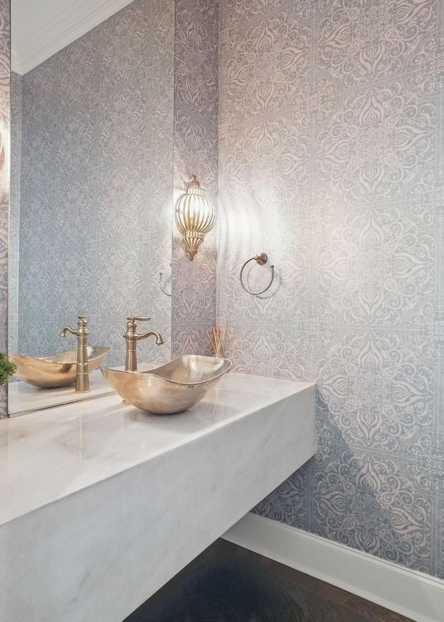 4740 Edwardian Trce, Franklin, TN 37067 - bathroom with a sink and crown molding