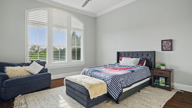 4740 Edwardian Trce, Franklin, TN 37067 - bedroom with crown molding, baseboards, wood finished floors, and ceiling fan