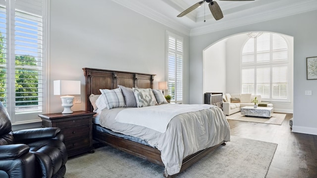 4740 Edwardian Trce, Franklin, TN 37067 - bedroom with multiple windows, ornamental molding, wood finished floors, and baseboards