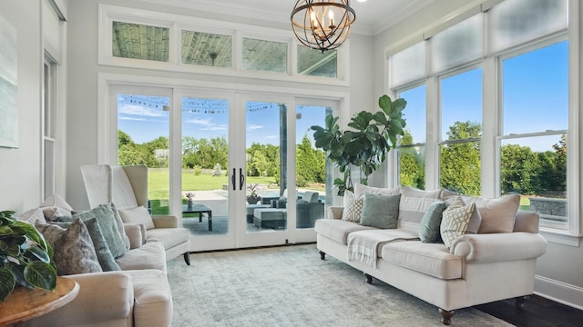 4740 Edwardian Trce, Franklin, TN 37067 - sunroom / solarium featuring plenty of natural light, french doors, and a chandelier