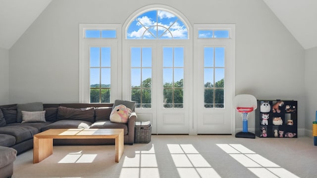 4740 Edwardian Trce, Franklin, TN 37067 - carpeted living room featuring vaulted ceiling