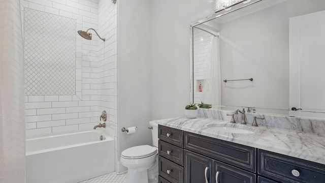 4740 Edwardian Trce, Franklin, TN 37067 - bathroom with toilet, vanity, shower / bath combo, and tile patterned flooring