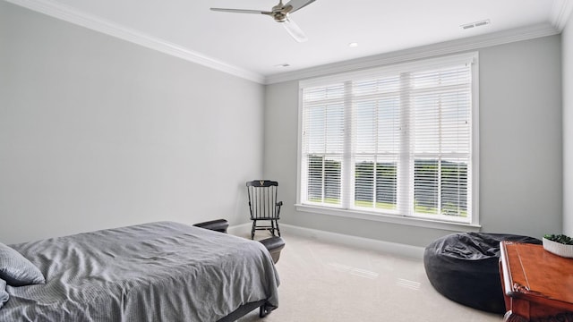 4740 Edwardian Trce, Franklin, TN 37067 - carpeted bedroom with baseboards, crown molding, and a ceiling fan