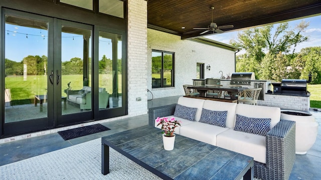 4740 Edwardian Trce, Franklin, TN 37067 - view of patio / terrace with french doors, outdoor lounge area, and ceiling fan
